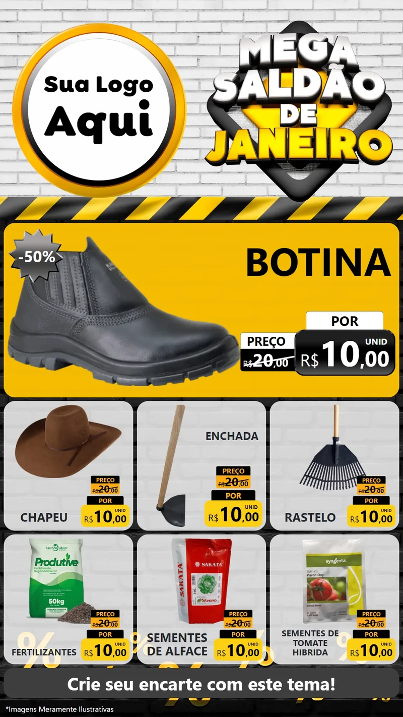 Modelo de Rede Social para Stories com o tema Mega Saldão de Janeiro para Agropecuária