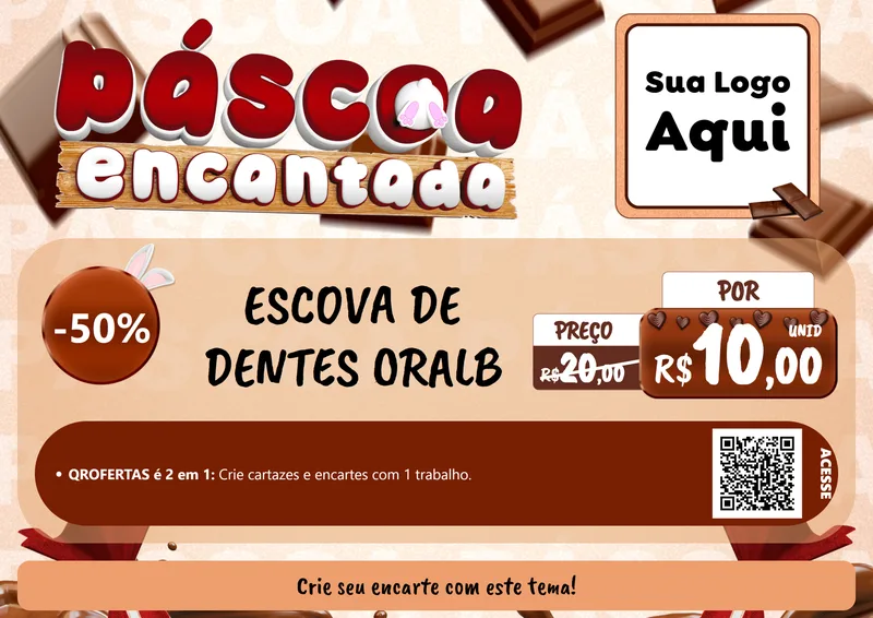 Modelo de Cartaz para Cartaz A4 Horizontal com o tema Páscoa Encantada para Higiene Pessoal