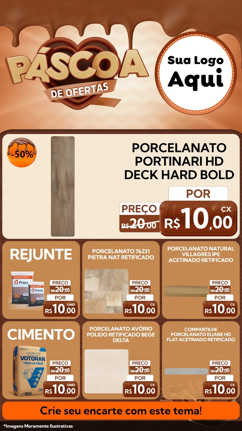 Modelo de Rede Social para Stories com o tema Páscoa de Ofertas para Pisos e revestimentos