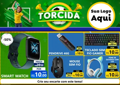Modelo de Encarte para Encarte A4 Horizontal com o tema Torcida para Informática