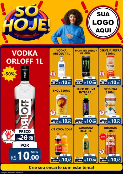 Modelo de Encarte para Encarte A4 Vertical com o tema Só Hoje! para Distribuidora de bebidas