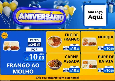 Modelo de Encarte para Encarte A4 Horizontal com o tema Aniversário para Restaurante