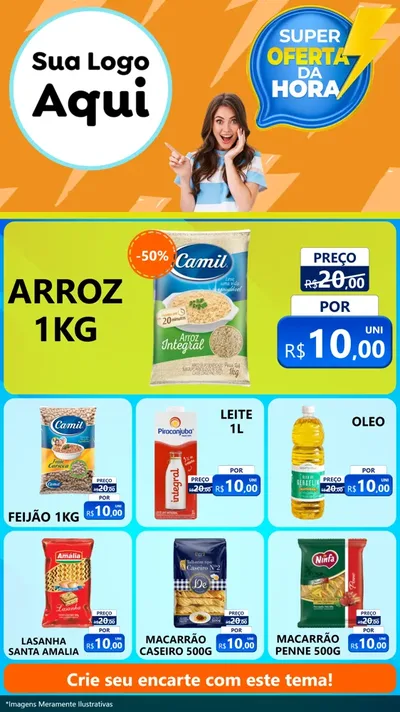 Modelo de Rede Social para Stories com o tema Super Oferta da Hora para Supermercado