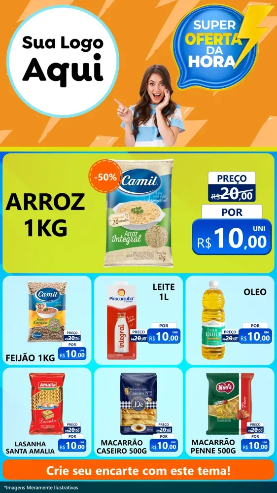 Modelo de Rede Social para Stories com o tema Super Oferta da Hora para Supermercado