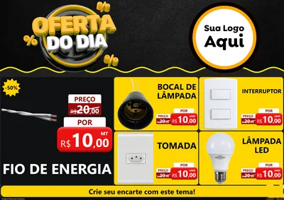 Modelo de Encarte para Encarte A4 Horizontal com o tema Oferta Do Dia para Materiais Elétricos