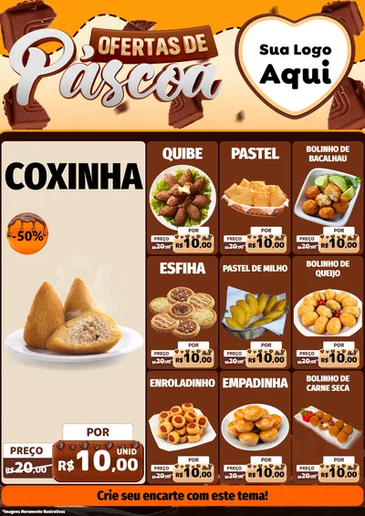 Modelo de Encarte para Encarte A4 Vertical com o tema Ofertas de Páscoa para Salgadaria