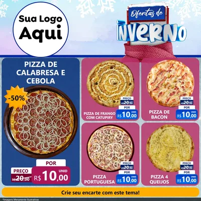 Modelo de Rede Social para Feed Facebook com o tema Ofertas de Inverno para Pizzaria