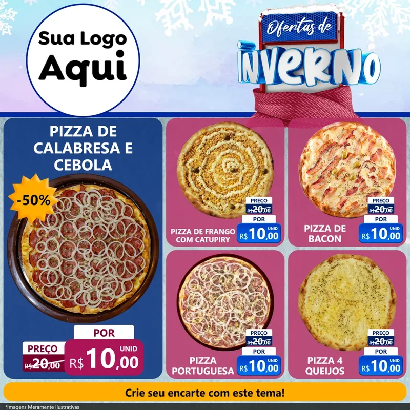 Modelo de Rede Social para Feed Facebook com o tema Ofertas de Inverno para Pizzaria
