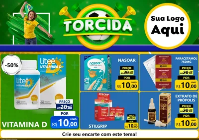 Modelo de Encarte para Encarte A4 Horizontal com o tema Torcida para Farmácia