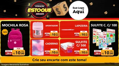 Modelo de TV para TV Horizontal com o tema Operação Estoque Zerado para Papelaria