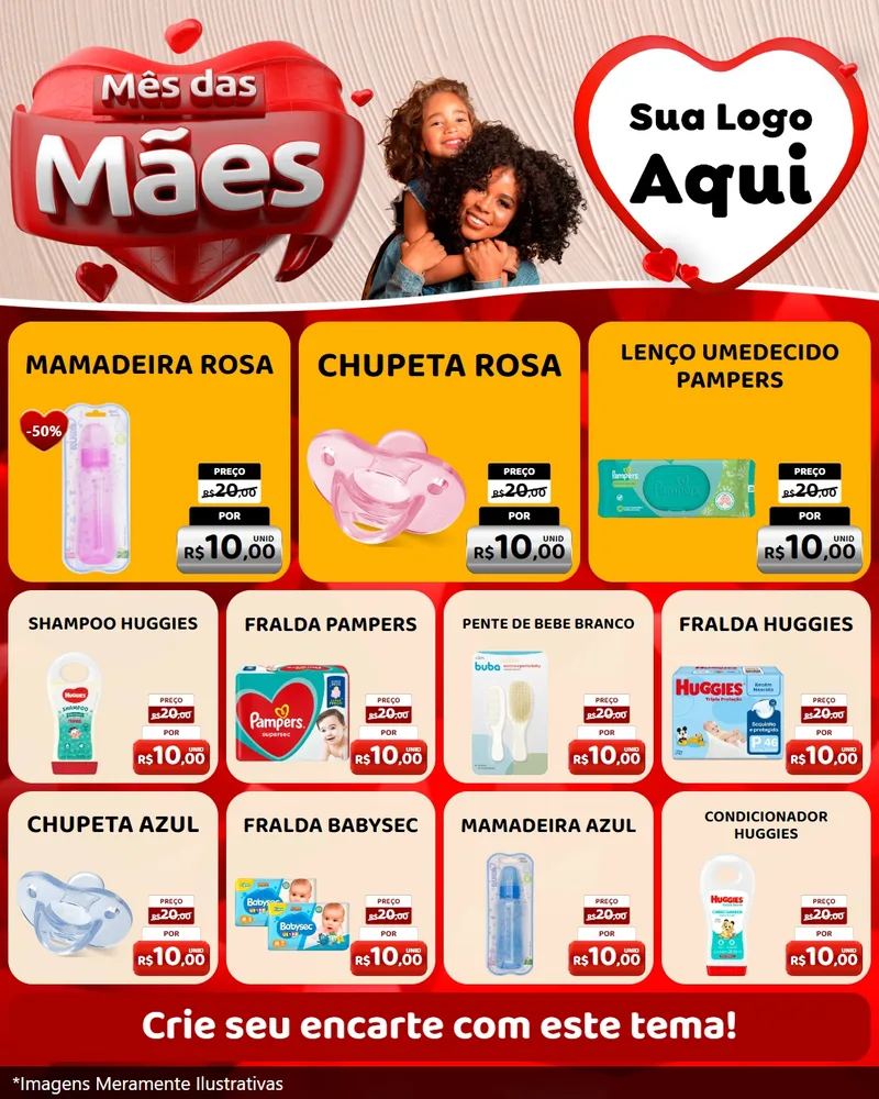 Modelo de Rede Social para Feed Instagram com o tema Mês das Mães para Bebês