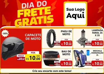 Modelo de Encarte para Encarte A4 Horizontal com o tema Dia do Frete Grátis para Moto peças