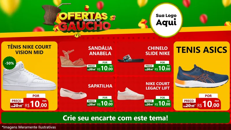 Modelo de TV para TV Horizontal com o tema Ofertas Semana Do Gaúcho para Calçados