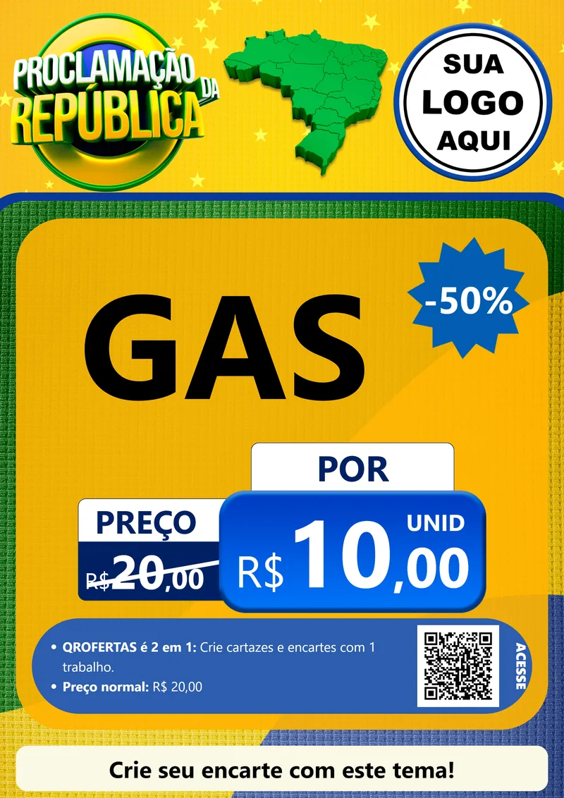 Modelo de Cartaz para Cartaz A4 Vertical com o tema Proclamação da República para Água e gás