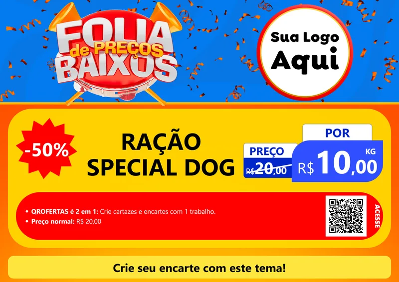 Modelo de Cartaz para Cartaz A4 Horizontal com o tema Folia de Preços Baixos para Pet Shop