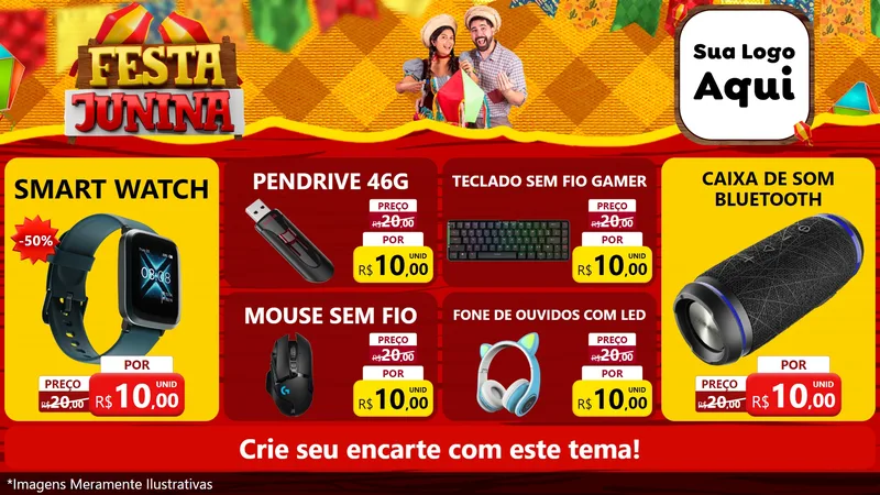 Modelo de TV para TV Horizontal com o tema Festa Junina para Informática