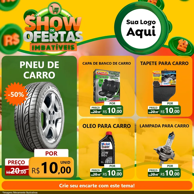 Modelo de Rede Social para Feed Facebook com o tema Show de Ofertas Imbatíveis para Auto peças