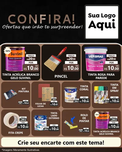 Modelo de Rede Social para Feed Instagram com o tema Confira! Ofertas que irão te surpreender! para Tintas e Ferramentas