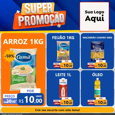 Modelo de Rede Social para Feed Facebook com o tema Super Promoção para Supermercado