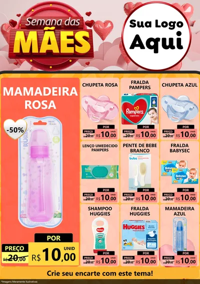 Modelo de Encarte para Encarte A4 Vertical com o tema Semana das Mães para Bebês
