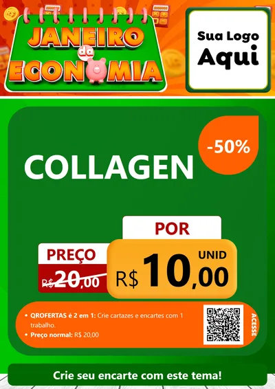 Modelo de Cartaz para Cartaz A4 Vertical com o tema Janeiro da Economia para Suplementos alimentares