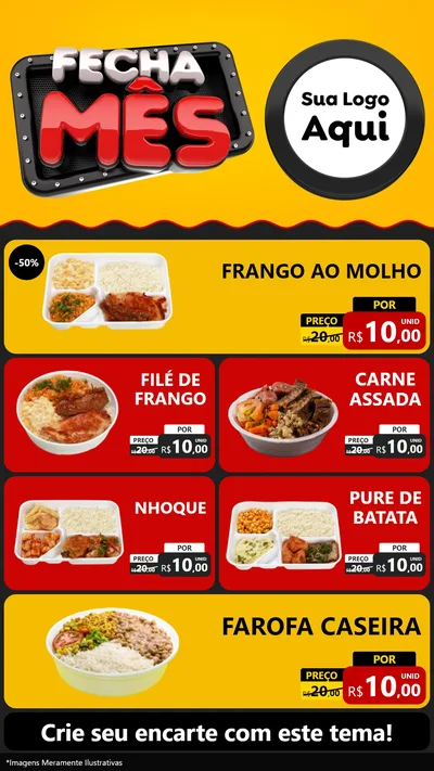 Modelo de TV para TV Vertical com o tema Fecha Mês para Restaurante