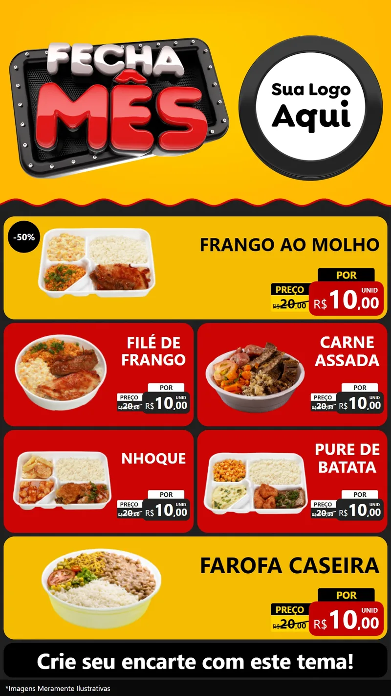 Modelo de TV para TV Vertical com o tema Fecha Mês para Restaurante