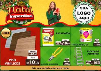 Modelo de Encarte para Encarte A4 Horizontal com o tema Natal Imperdível para Material para Construção