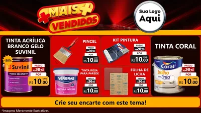 Modelo de TV para TV Horizontal com o tema Mais Vendidos para Tintas e Ferramentas