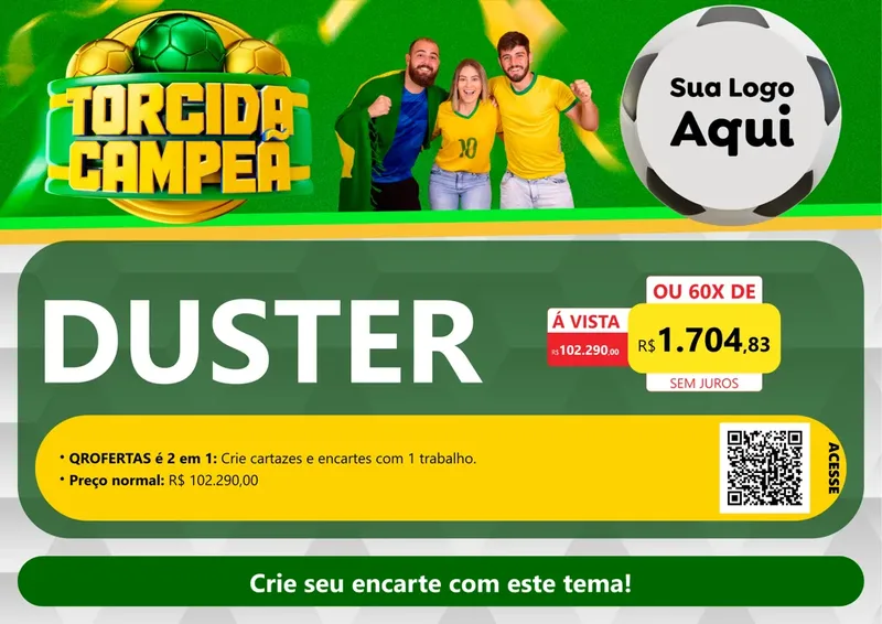 Modelo de Cartaz para Cartaz A4 Horizontal com o tema Torcida Campeã - Copa para Concessionaria de Carros