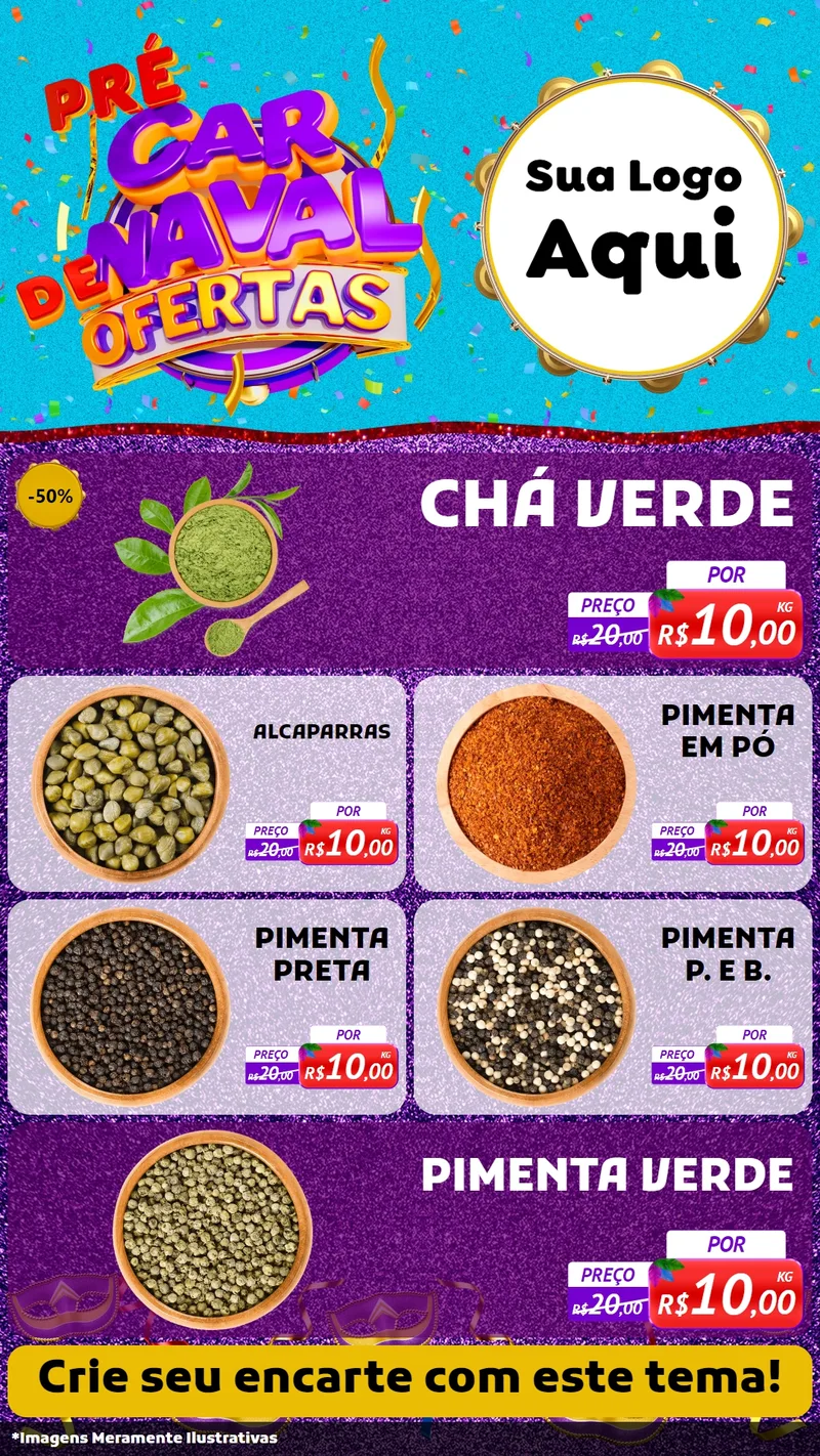 Modelo de TV para TV Vertical com o tema Pré Carnaval de Ofertas para Produtos Naturais