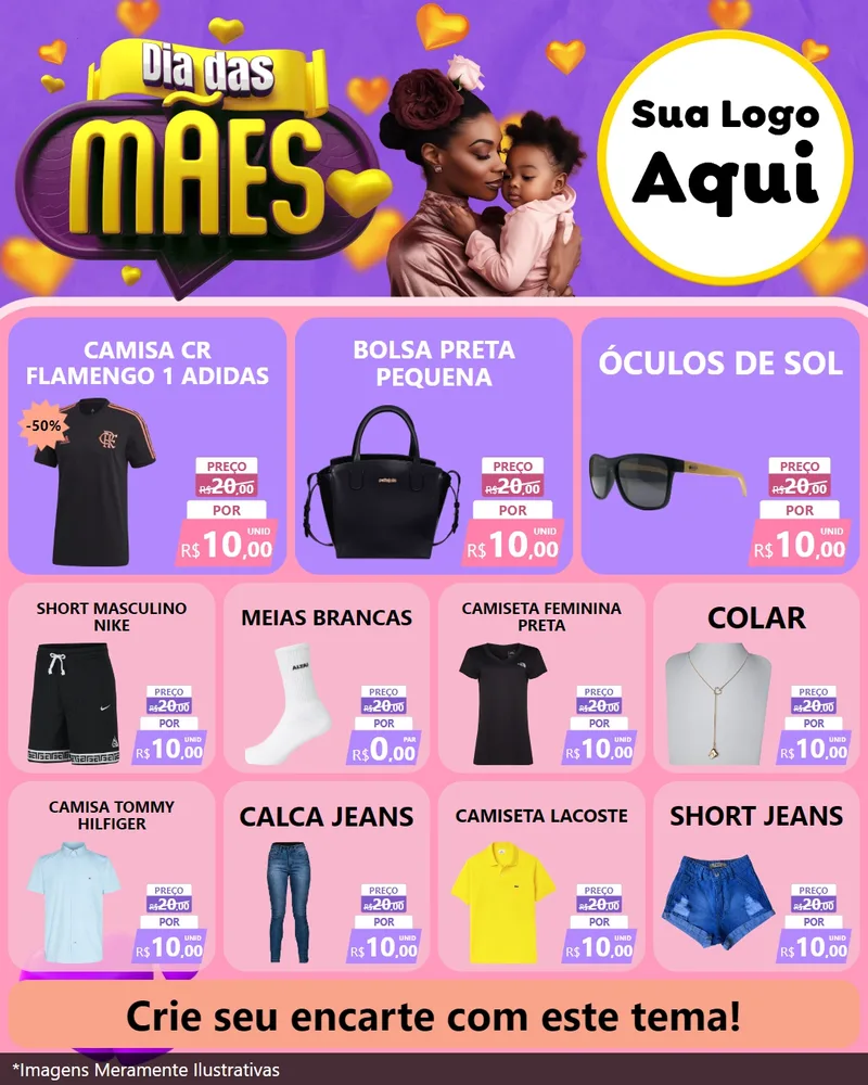 Modelo de Rede Social para Feed Instagram com o tema Dia das Mães para Roupas e acessórios