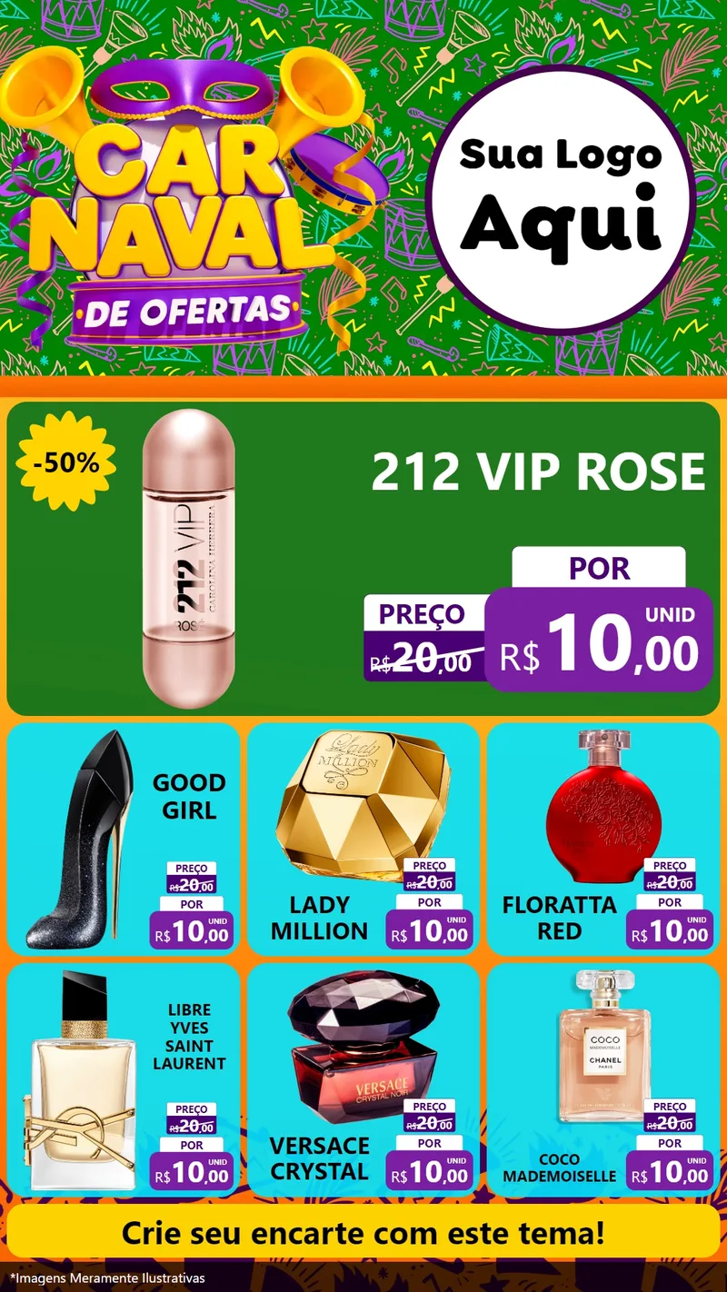 Modelo de Rede Social para Stories com o tema Carnaval de Ofertas para Perfumes