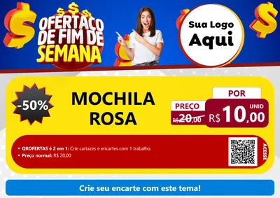 Modelo de Cartaz para Cartaz A4 Horizontal com o tema Ofertaço de Fim de Semana para Papelaria