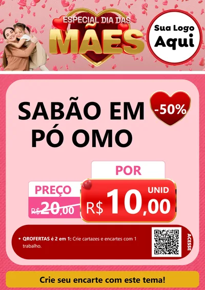Modelo de Cartaz para Cartaz A4 Vertical com o tema Especial Dia Das Mães para Produtos de Limpeza