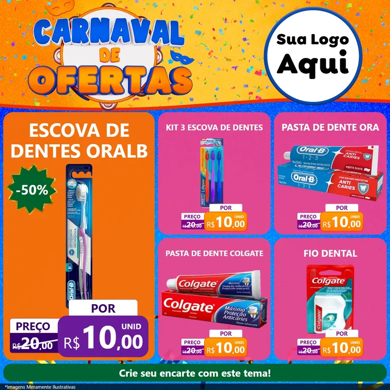 Modelo de Rede Social para Feed Facebook com o tema Carnaval de Ofertas para Higiene Pessoal