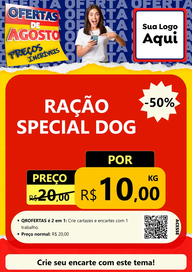 Modelo de Cartaz para Cartaz A4 Vertical com o tema Ofertas de Agosto - Preços Incríveis para Pet Shop