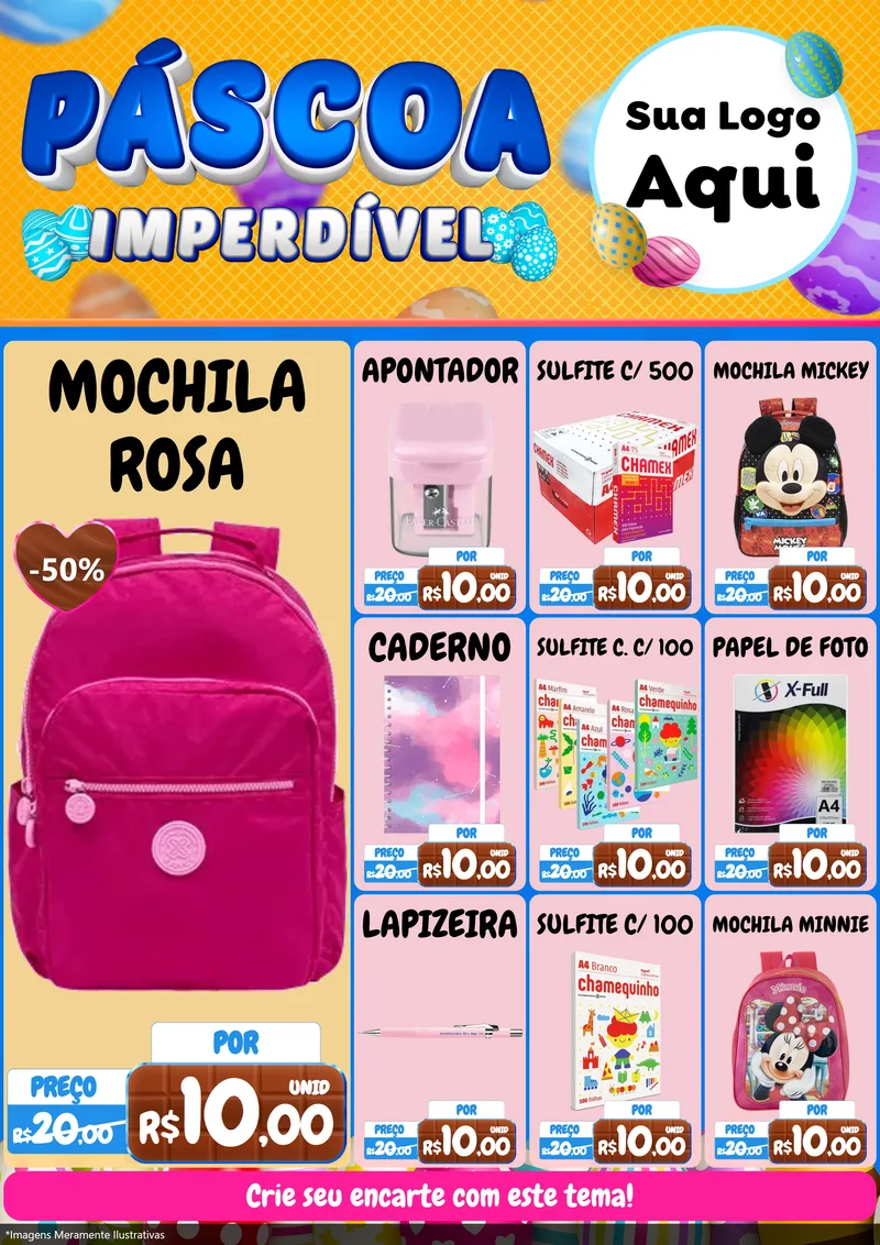 Modelo de Encarte para Encarte A4 Vertical com o tema Páscoa Imperdível para Papelaria
