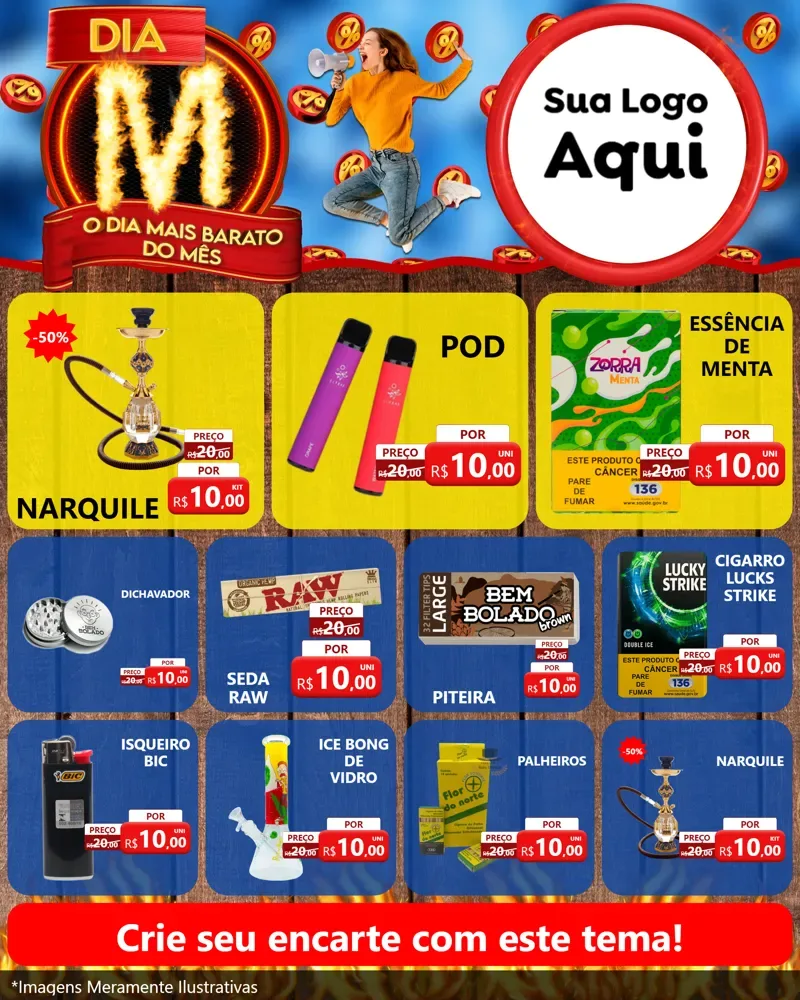 Modelo de Rede Social para Feed Instagram com o tema Dia M - O Dia Mais Barato Do Mês para Tabacaria