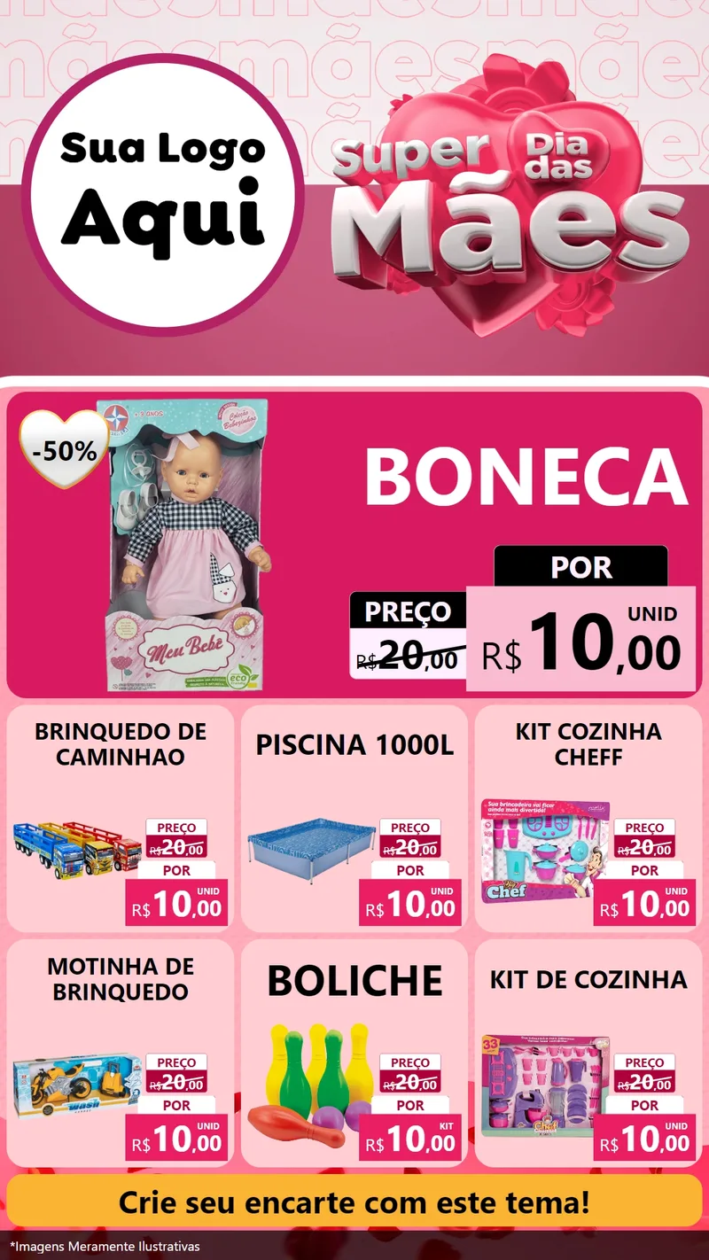 Modelo de Rede Social para Stories com o tema Super Dia Das Mães para Brinquedos