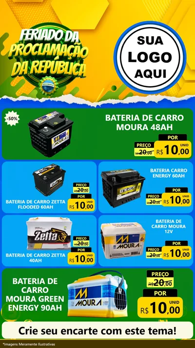 Modelo de TV para TV Vertical com o tema Feriado da Proclamação da República para Baterias Elétricas
