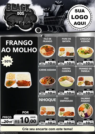 Modelo de Encarte para Encarte A4 Vertical com o tema Black dos Sonhos para Restaurante