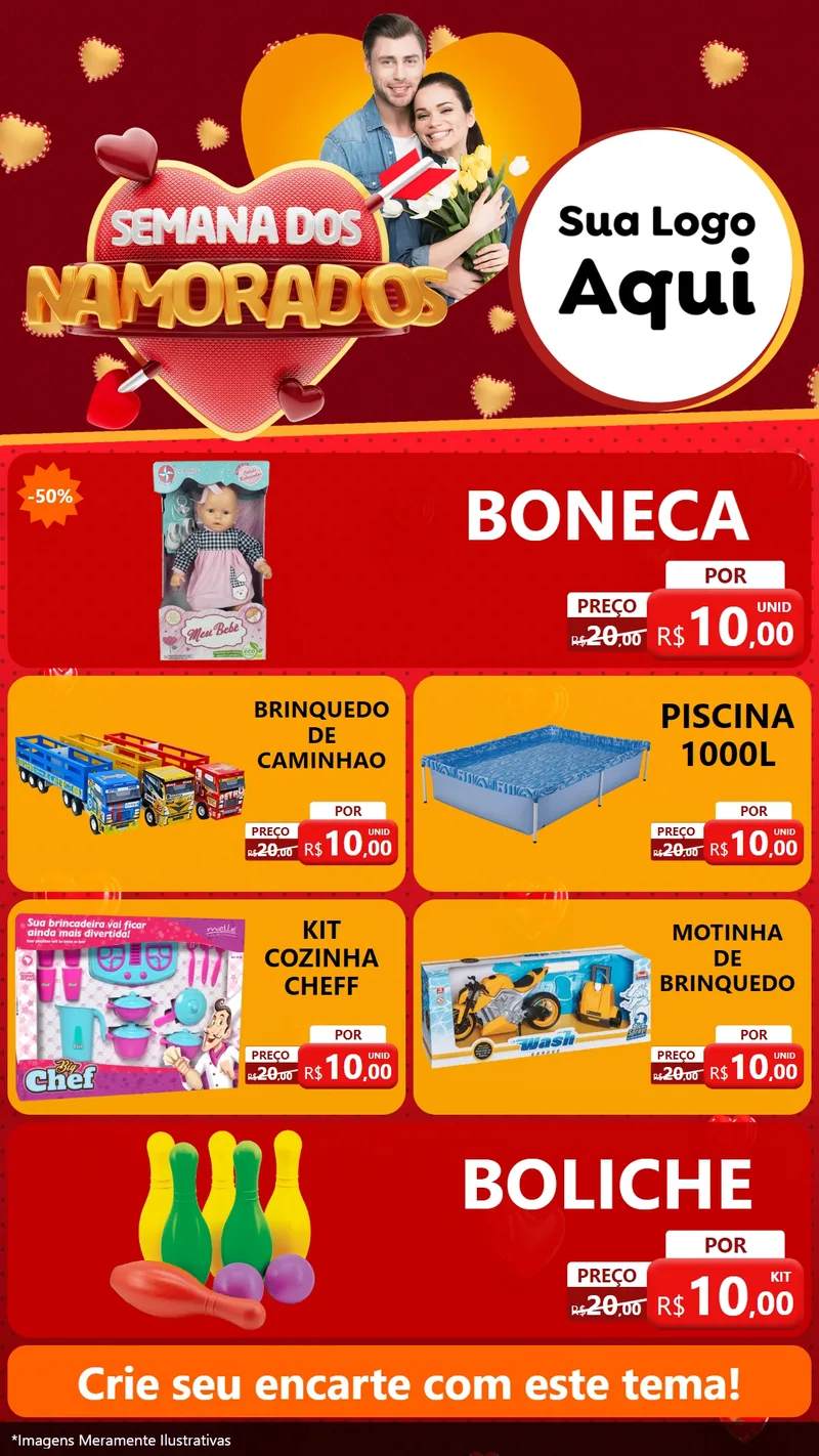 Modelo de TV para TV Vertical com o tema Semana dos Namorados para Brinquedos