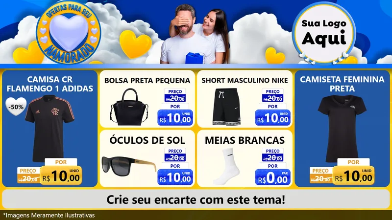 Modelo de TV para TV Horizontal com o tema Ofertas Para Seu Namorado para Roupas e acessórios