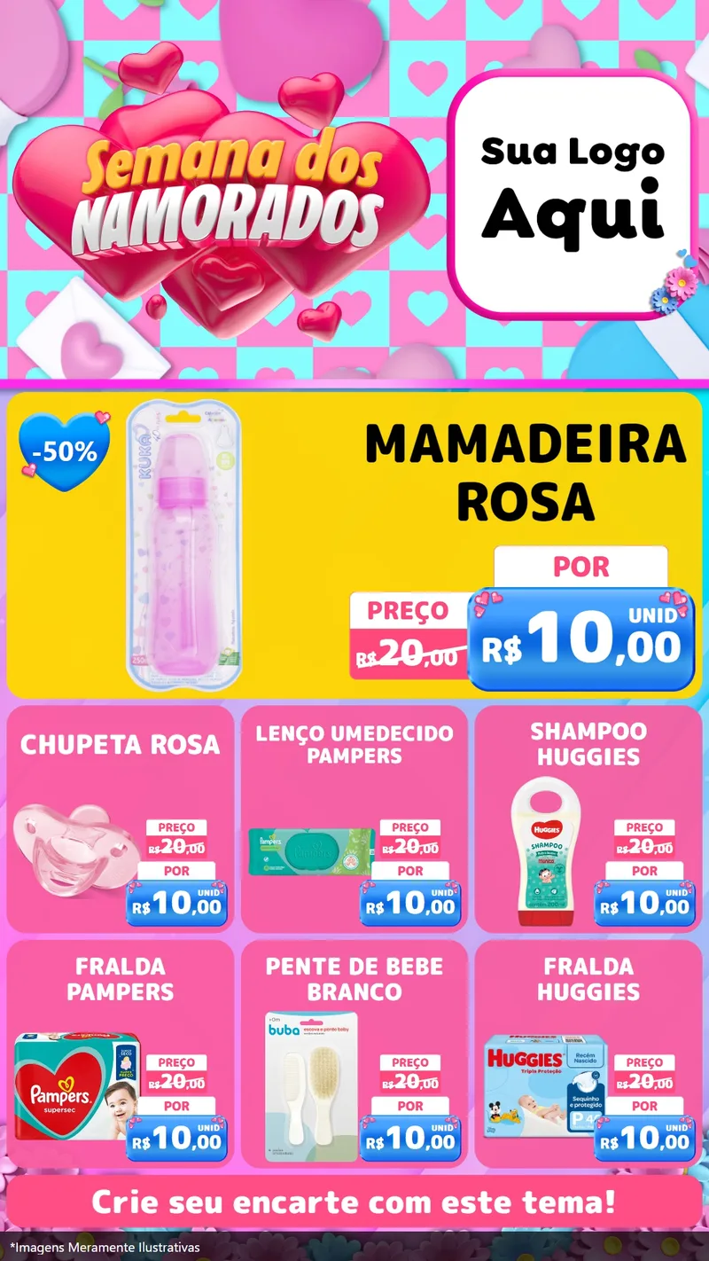 Modelo de Rede Social para Stories com o tema Semana dos Namorados para Bebês