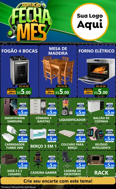 Modelo de Encarte para Encarte Grande com o tema Operação Fecha Mês para Móveis e Eletro