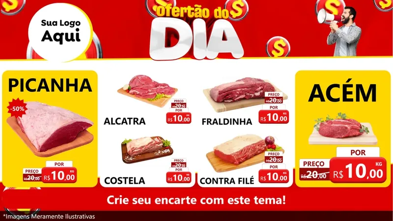 Modelo de TV para TV Horizontal com o tema Ofertão do dia para Açougue
