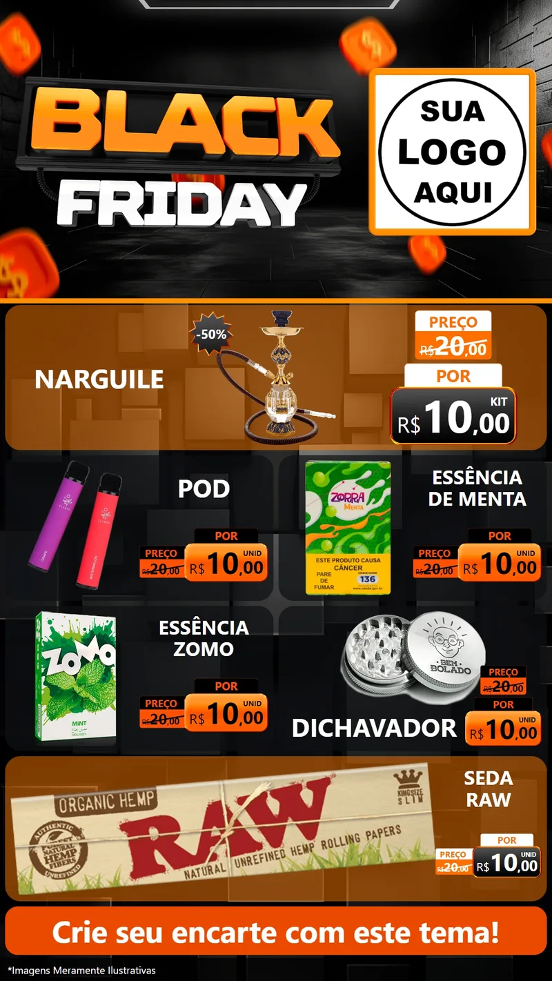 Modelo de TV para TV Vertical com o tema Black Friday para Tabacaria