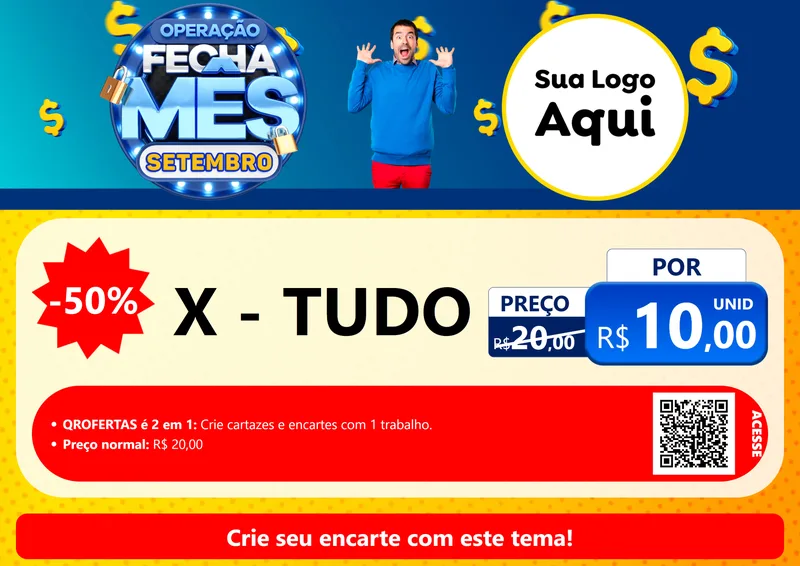 Modelo de Cartaz para Cartaz A4 Horizontal com o tema Operação Fecha Mês Setembro para Hamburgueria