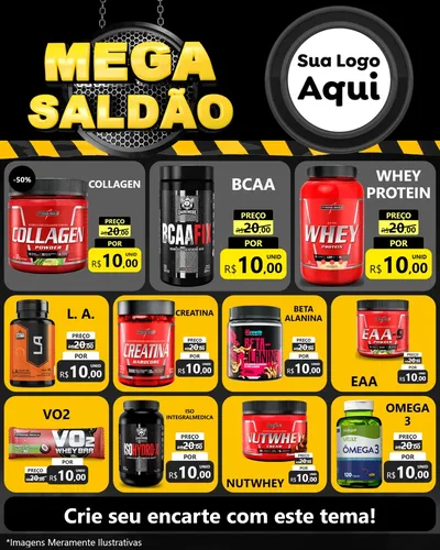 Modelo de Rede Social para Feed Instagram com o tema Mega Saldão para Suplementos alimentares